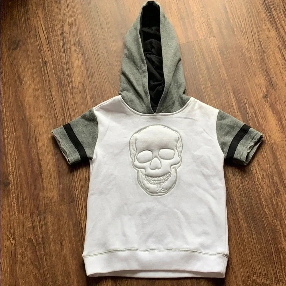 Epic Threads Fleece Skull Hoodie Sweatshirt Short Sleeve Goth Emo 4T NWT